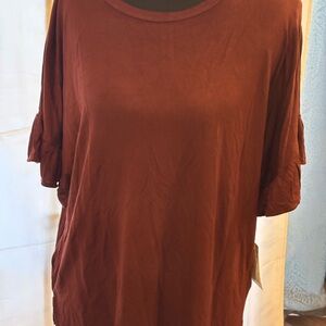 LuLaRoe Women's Short Sleeve Top - Rich Rust/ Burgundy